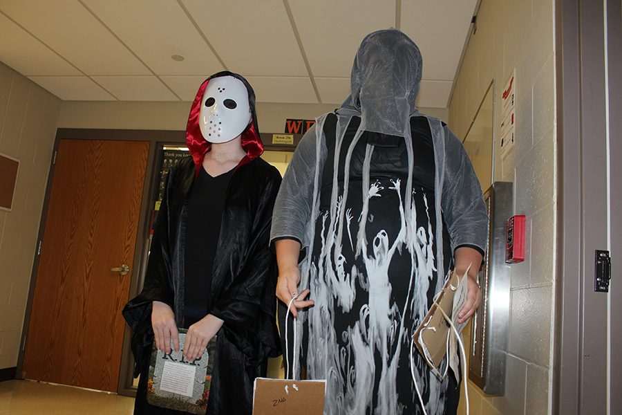 Students dressed in black act as grim reapers. About 15 people were chosen by the grim reapers. 