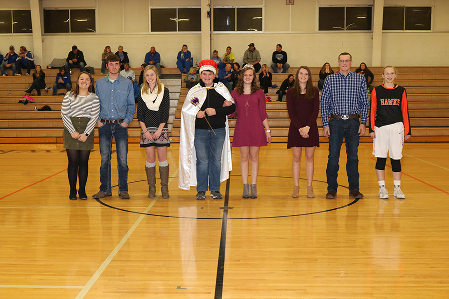 The 2018 Sweetheart Court: Claire Rausch, Adam Monaghan, Macy Loecke, Alex Zumbach, Leah Philipp, Tehya Demmer, Jim Drummy and Georgie Hilby.