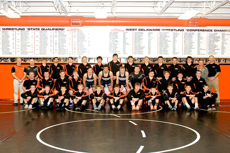 JV/Varsity. Front Row: Ryan Phillips, Evan Woods, Reily Dolan, Luke Farmer, Staveley Maury, Cael Meyer, Spencer Hutchinson, Tyger Vaske, Conner Turnis, Wyatt Thompson, Manager Nathan Mangold; Row 2: Coach Dale Meyer, Kody Wenger, Jacob Georgen, Mitchel Mangold, Tristan Voelker, Harrison Goebel, Cole Engel, Student Coach Dylan Linderwell, Benton Ridenour, Alias Underwood, Ethan Proper, Daniel Woods; Back Row: Coach Scott Litterer, Coach Pat Phillips, Zachary Fisher, Christian Nunley, McKinley Rans, Noah Niemer, Jack Neuhaus, Carson Petlon, Ben Petlon, Jared Voss, Kieran Monaghan, Sam Lyness, Jordan Bries, Coach Kris Lenz, Coach Jeff Voss.