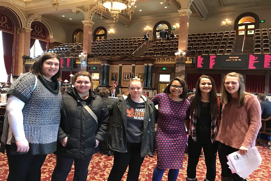 TADA students Kyleigh Marsden (9), Courtney Davis (10), Abigail Wilson (12), Libby DeMoss (9), Peyton Hass (9) and Taylor Hammer (9) inside the Capitol.