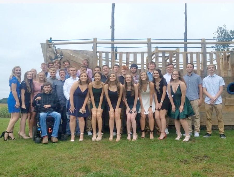 Group of seniors getting homecoming pictures at Shermans pumpkin patch. 
Front Row: Zach Fisher, Abigail Placke, Tamryn Washington, Hannah Dittrick, Kaleah Carter, Hailey Hellmann, Isabelle Willey, Isabella Maule; Row 2: Madison Lee, Macie Funke, Regan Dolan, Christopher LaRosa, Mason Gillihan, Tyler Traver, Sam Lyness, Jacob Georgen, Zachary Stratton, Chad Bishop, Joseph Burke, Kale Rempe, Samuel Loecke, Luke Farmer; row 3: Kaci Tutton, Parker Kluserner, Evan Woods, Clayton Haight; Back Row: Mitchell Ungs, Wyatt Thompson, Zachary Goebel, Jack Neuhaus, Benjamin Petlon.