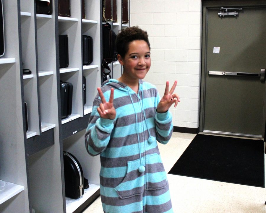 On September 29, Tiana Washington (9) wore pajamas in band class on Pajama day. “I honestly didn’t want to change,” Washington said.