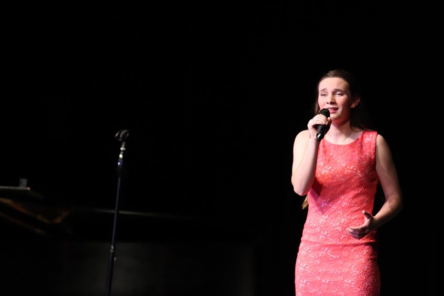 Singing the song Scars in Heaven, Abigail ORear (10) performs a solo at Swing Into Spring on March 15.