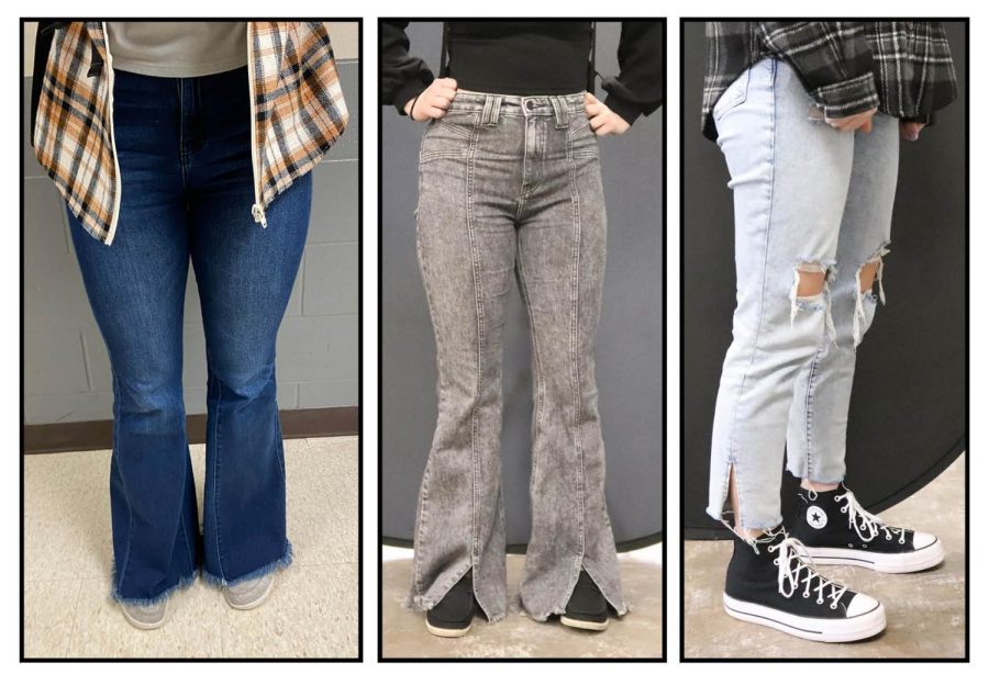 Throughout the high school, students wear a wide variety of jean styles.