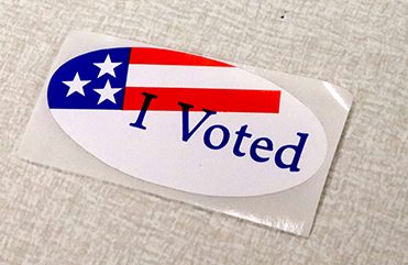 Voters receive this sticker after they vote. 