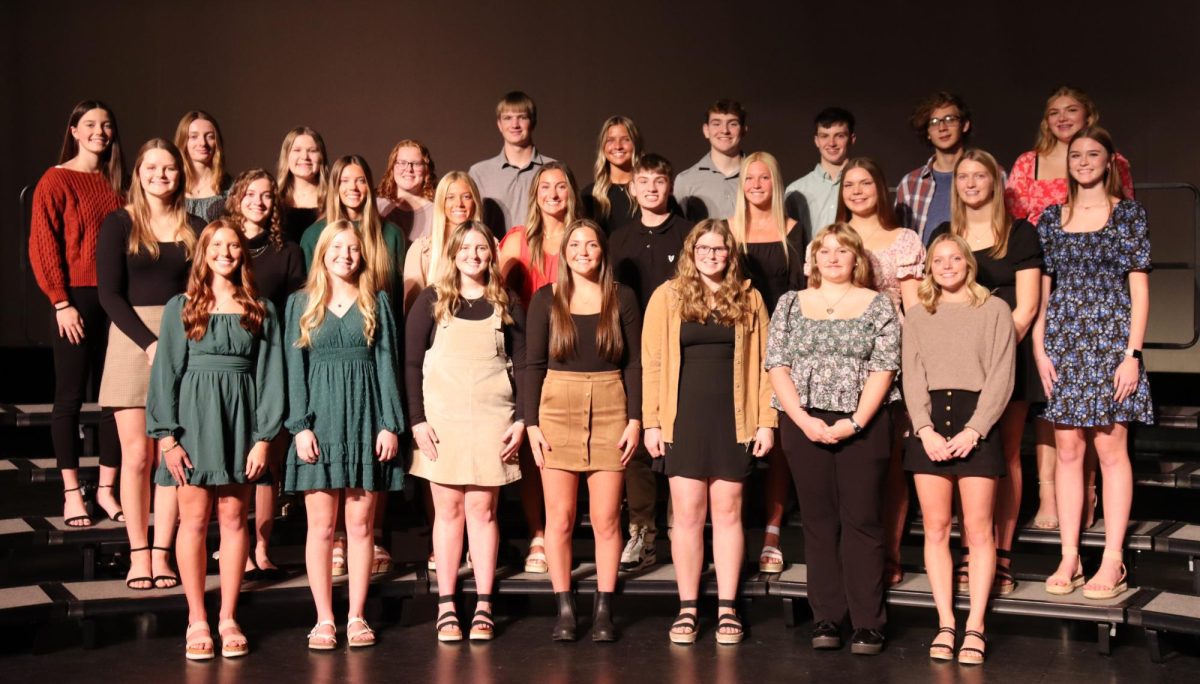 NHS Juniors: Front Row: Malorie Putz, Isabelle Demmer, Reagan Reeder, Lena Petlon, Jayden Hillers, Sophia Hegland, Brooklin Ante; Row 2: Molly Waterhouse, Madie Deutmeyer, Emma Schmidt, Norah Peyton, Vedah Langel, Ben Palas, Lauren LeClere, Rachel Anderson, Ella Pettlon, Alaina Bardgett; Back Row: Erin Mensen, Anna O'Rear, Cirra Cooksley, Karlee Wright, Colson Mersch, Maleigha Hildebrand, Ethan Timmerman, Kyle Pasker, Jaxson Weber, Maya Pennington. (Missing from picture: Grace Sleper.)