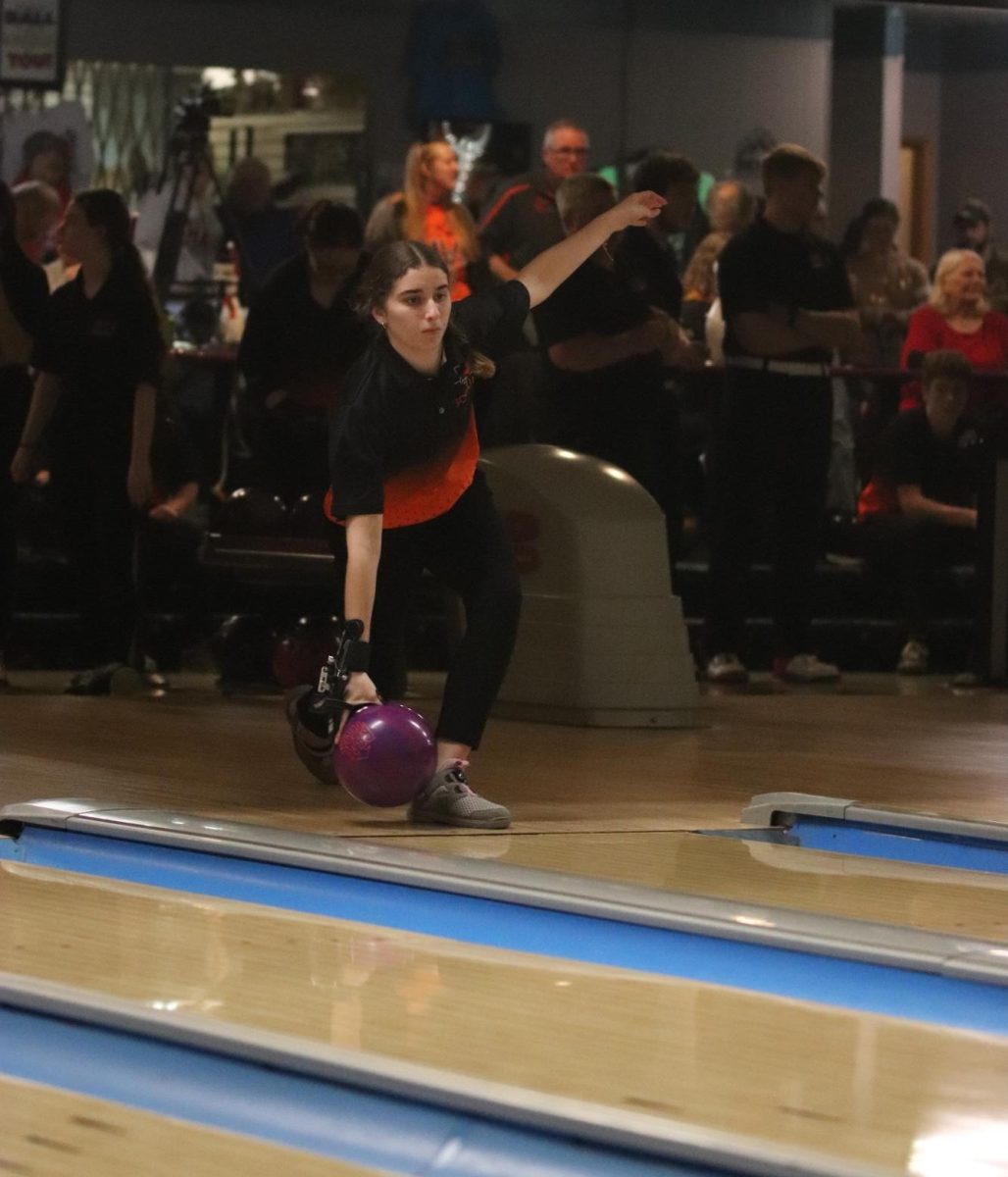 Against Maquoketa, Amelia Schnieders bowls a high series of 415, which is her highest series of the season.