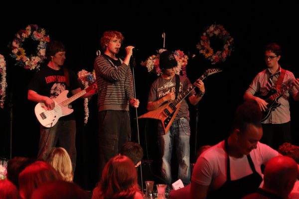 The band Silverware performing at dinner show.